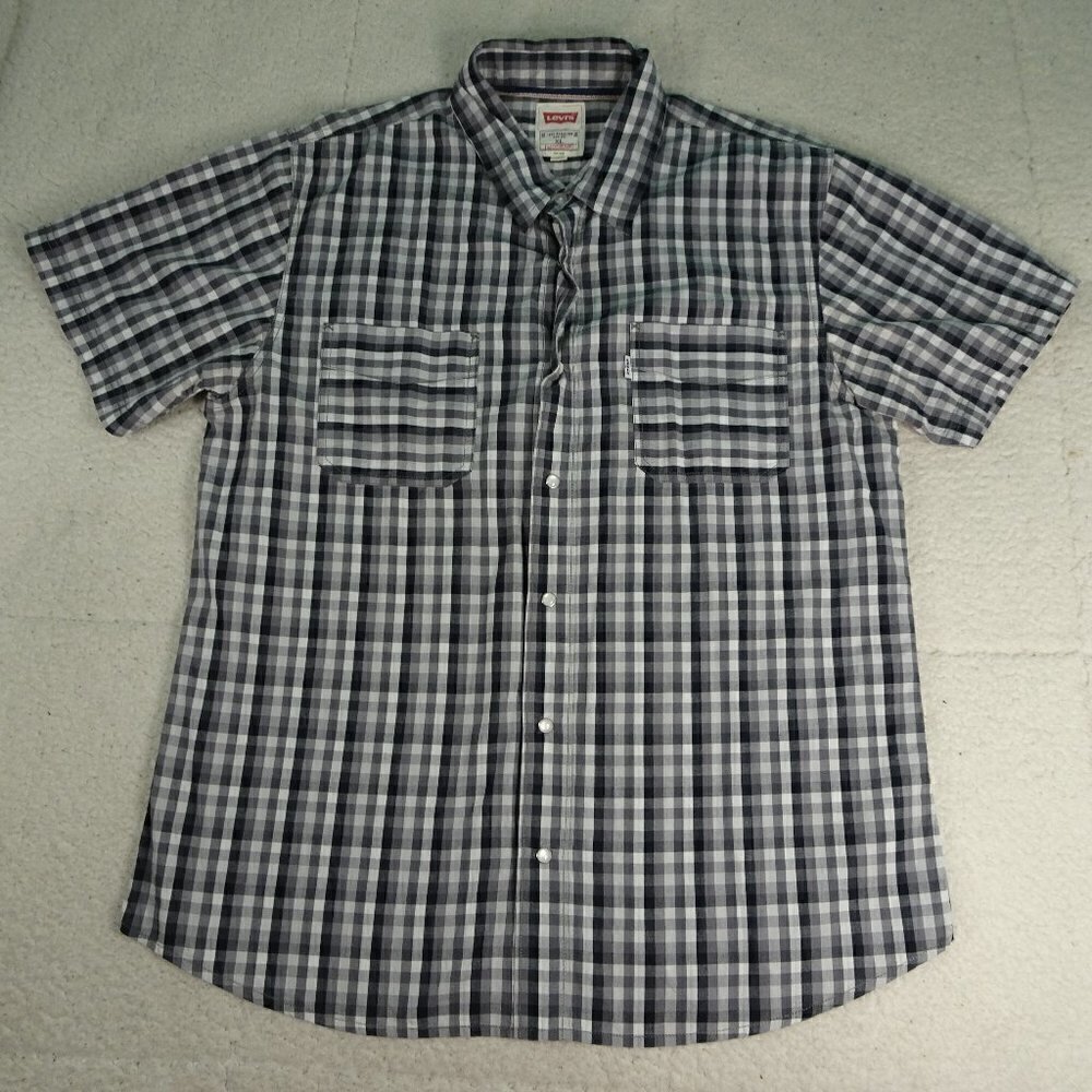 Levi's Black/White Pearl Snap Bup Shirt X-Large